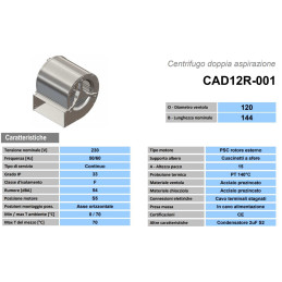 Ventilatore aria centrifugo 85W TRIAL CAD12R-001 Ambiente e Calore
